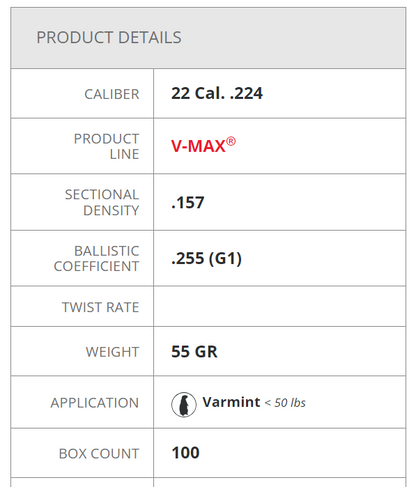 Hornady 55gr V-Max