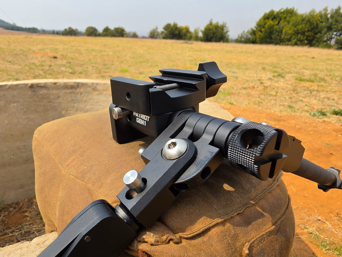 Patriot Gen 1 bipod close-up showing adjustment mechanism